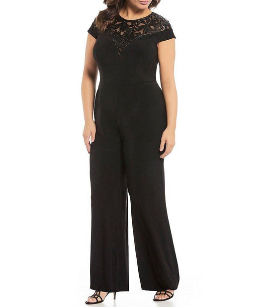 Adrianna Papell Long Cap Sleeve Plus Size Pant Suit - The Dress Outlet Adrianna Papell