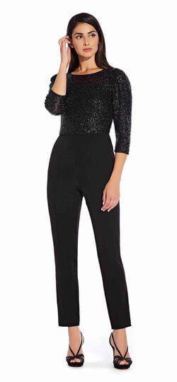 Adrianna Papell Long Formal 3/4 Sleeve Pant Suit - The Dress Outlet Adrianna Papell