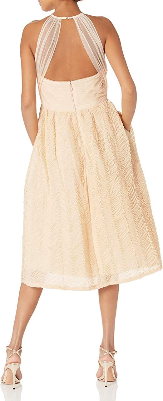 Adrianna Papell Halter Neck Midi Dress AP1E207841 - The Dress Outlet