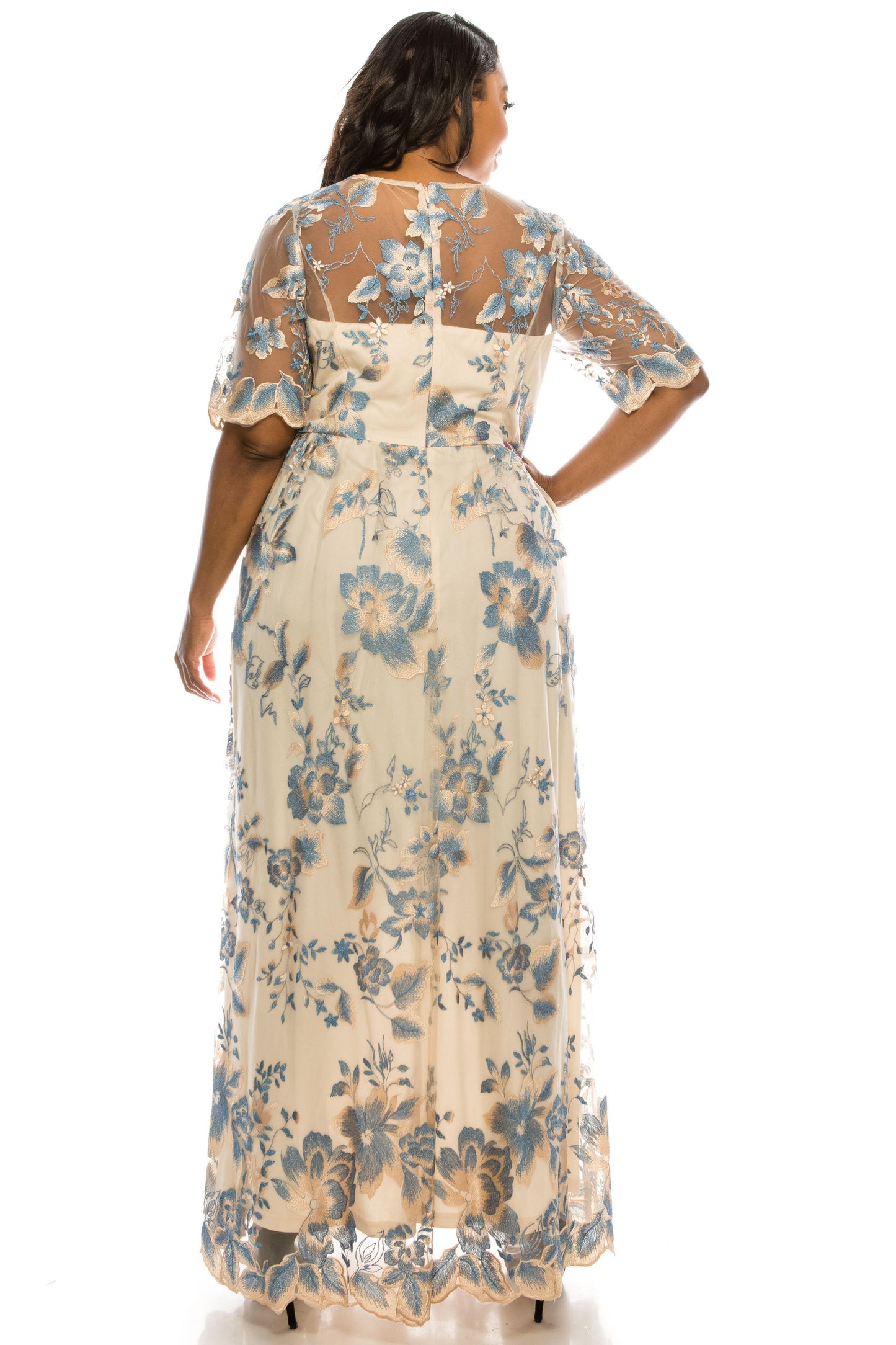 Adrianna Papell Long Floral Evening Gown AP1E200779W - The Dress Outlet