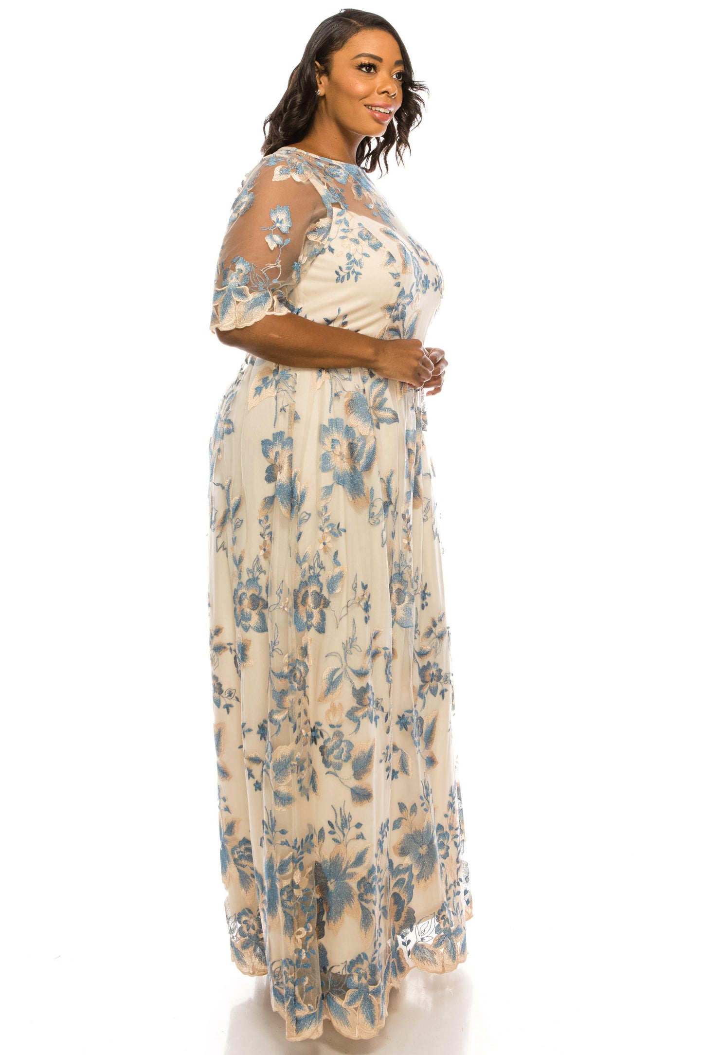 Adrianna Papell Long Floral Evening Gown AP1E200779W - The Dress Outlet