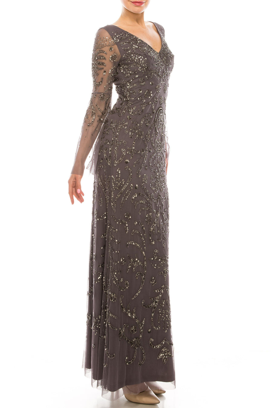 Adrianna Papell Long Formal Beaded Dress AP1E206204 - The Dress Outlet