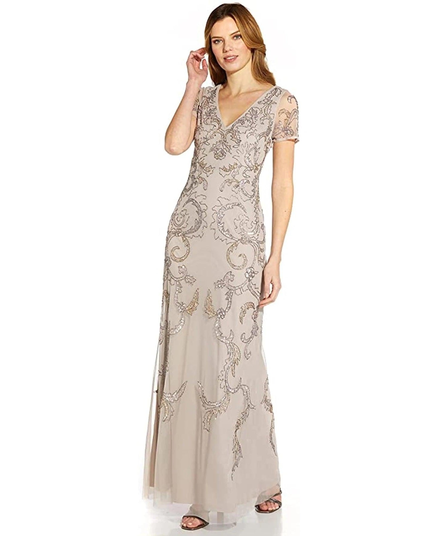 Adrianna Papell Long Formal Beaded Dress AP1E207584 - The Dress Outlet
