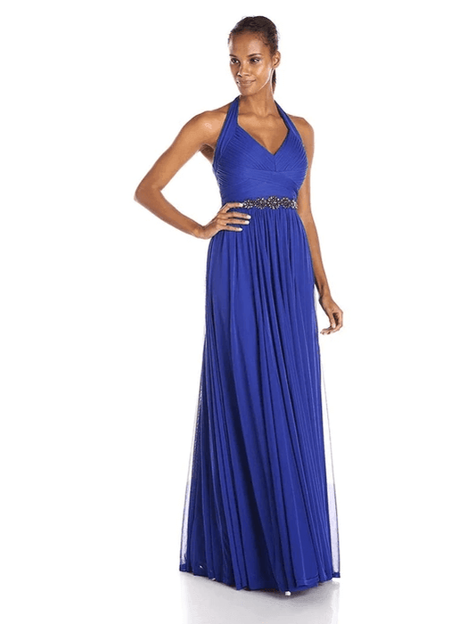 Adrianna Papell Long Formal Halter Neck Evening Gown - The Dress Outlet Adrianna Papell