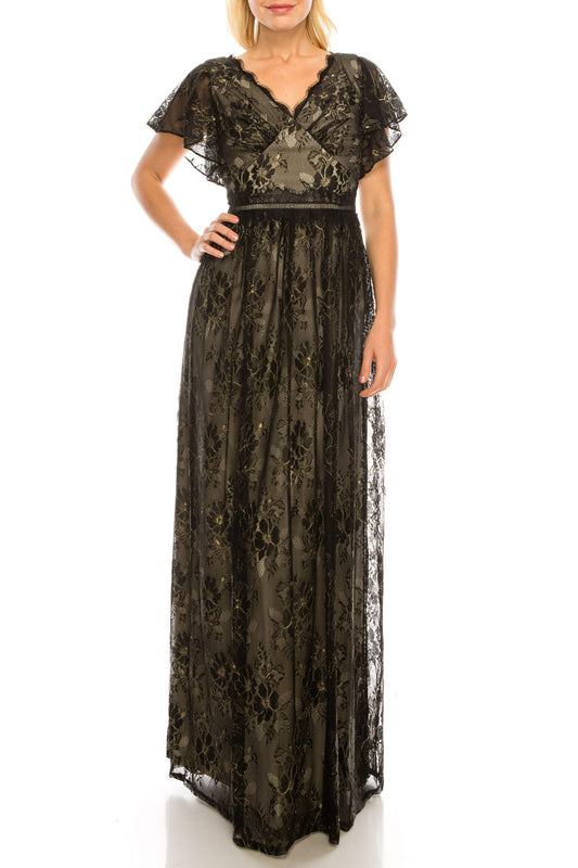 Adrianna Papell Long Formal Lace Dress AP1E205747 - The Dress Outlet