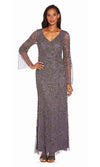 Adrianna Papell  Long Formal Mesh Dress AP1E206204 - The Dress Outlet