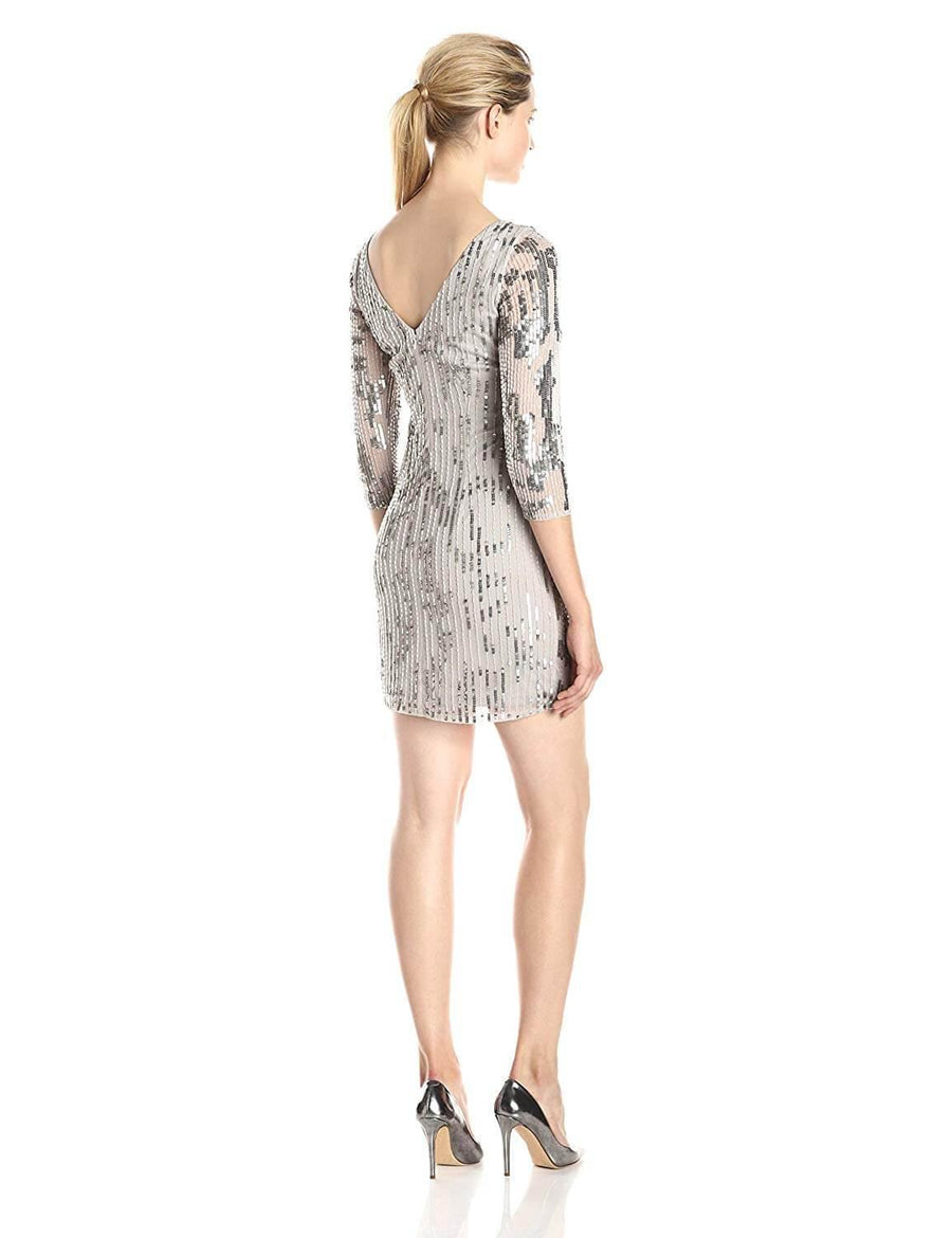 Adrianna Papell 3/4 Sleeve Short Cocktail Party Dress - The Dress Outlet Adrianna Papell