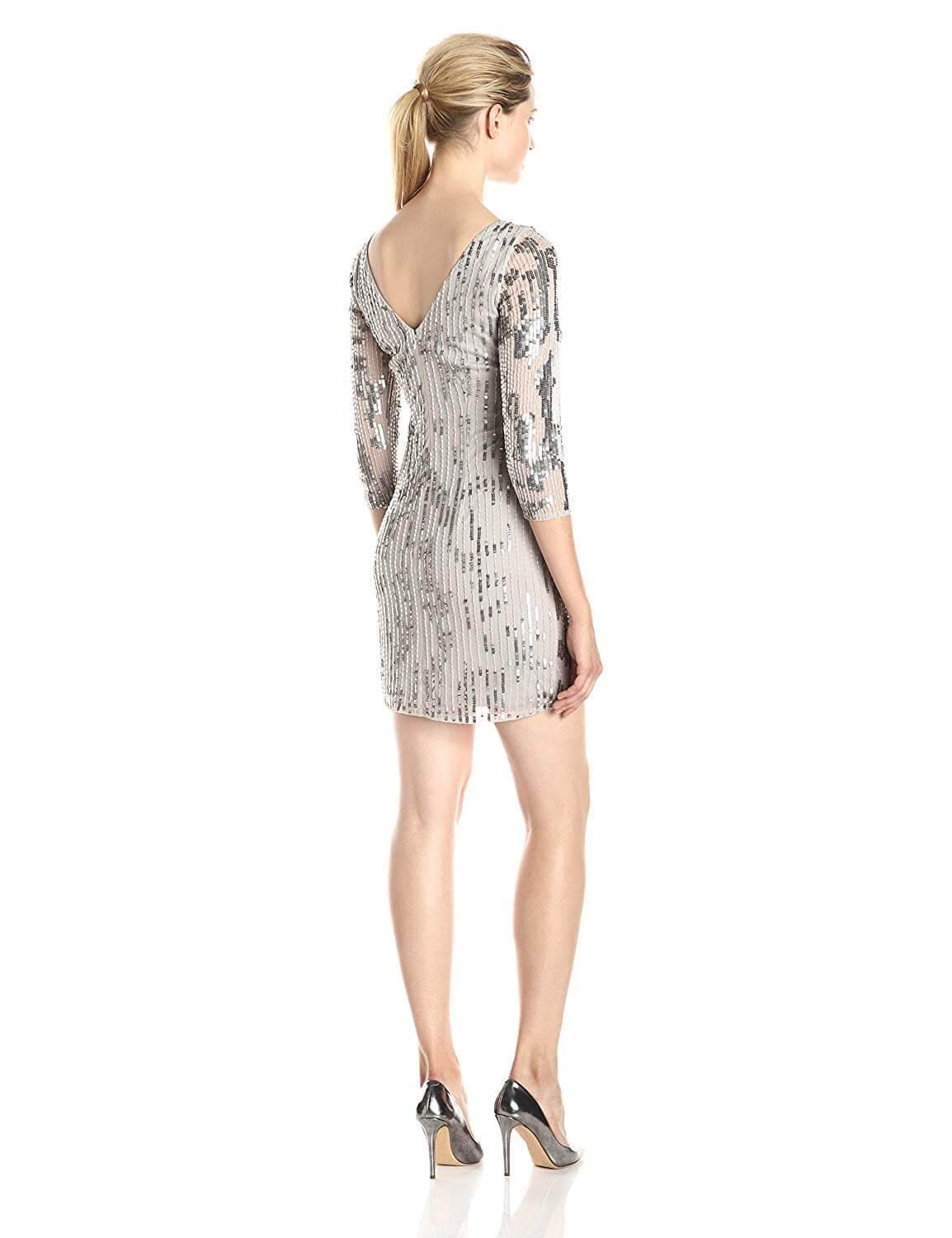 Adrianna Papell 3/4 Sleeve Short Cocktail Party Dress - The Dress Outlet Adrianna Papell