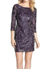 Adrianna Papell 3/4 Sleeve Short Cocktail Party Dress - The Dress Outlet Adrianna Papell