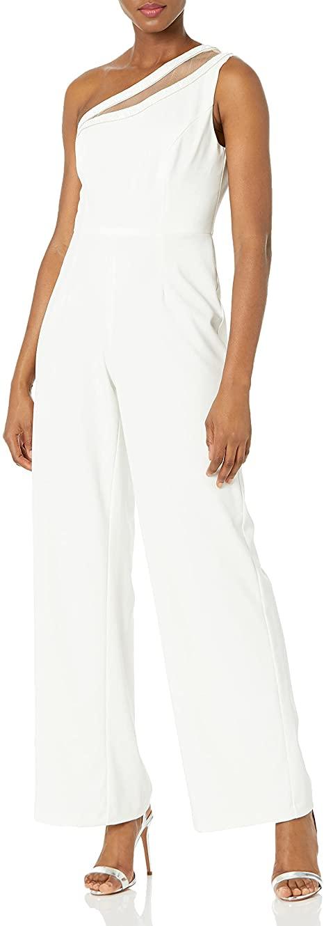 Adrianna Papell One Shoulder Jumpsuit AP1E208834 - The Dress Outlet