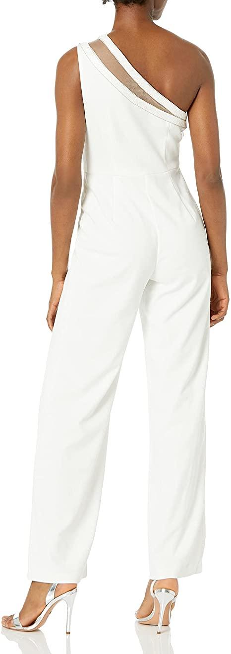 Adrianna Papell One Shoulder Jumpsuit AP1E208834 - The Dress Outlet