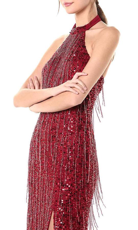 Adrianna Papell Short Halter Sequins Gown AP1E206152 - The Dress Outlet