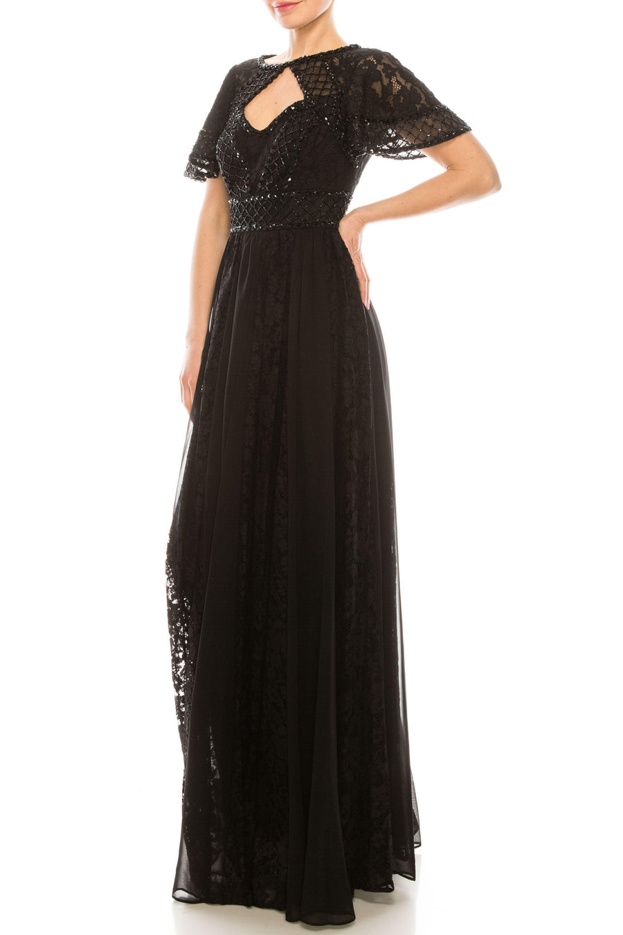 Aidan Mattox Long Formal Beaded Dress MD1E204601 - The Dress Outlet