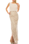 Aidan Mattox Long Formal Chiffon Lace Evening Dress - The Dress Outlet