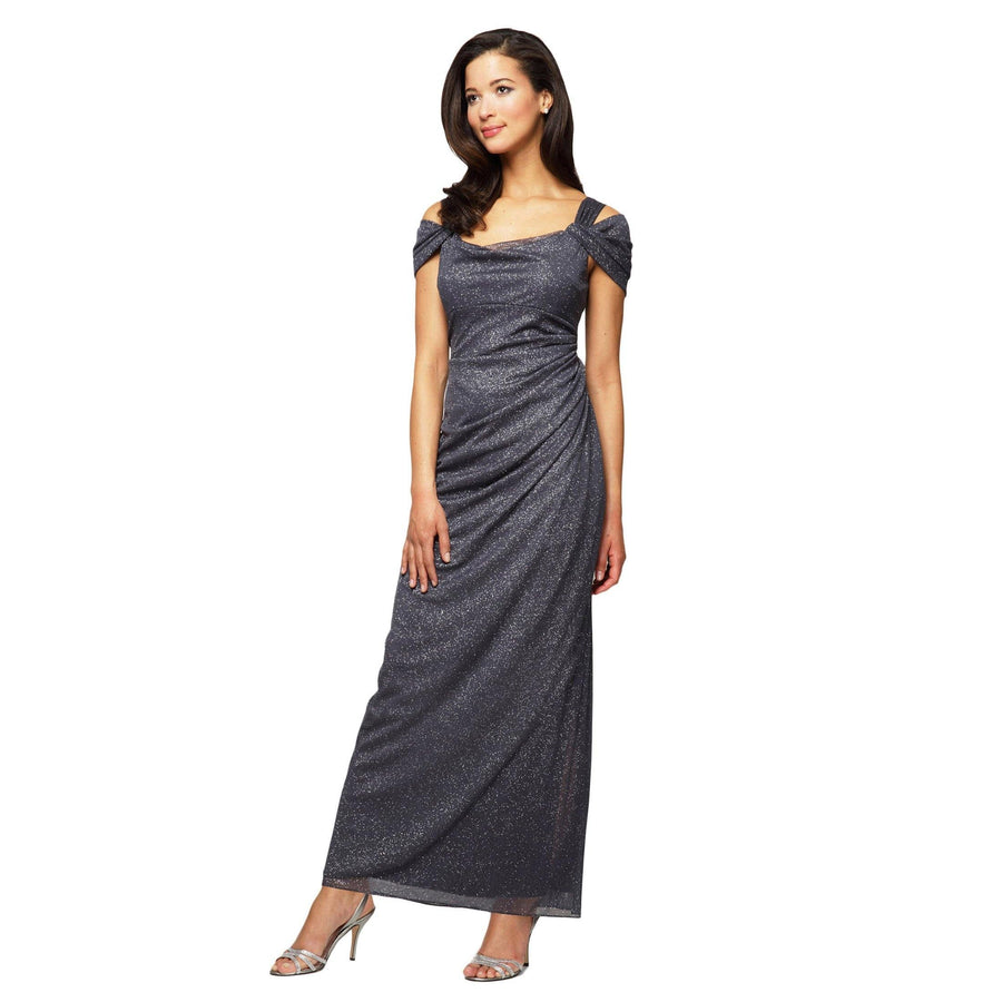 Alex Evenings Long Formal Glitter Mesh Dress 133026 - The Dress Outlet