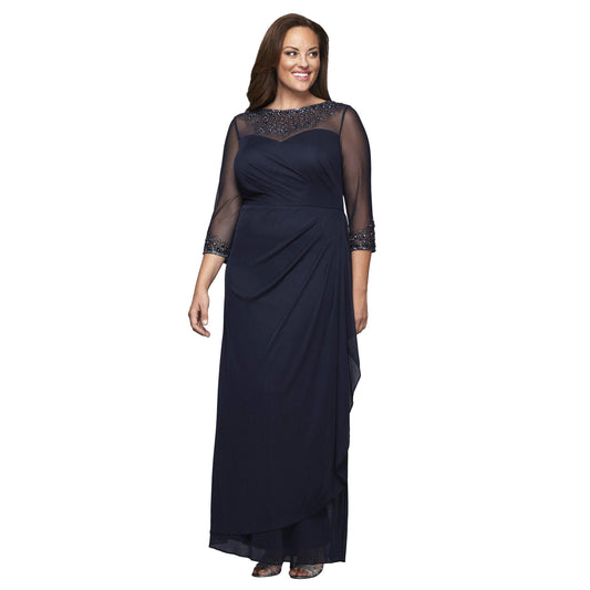 Alex Evenings Plus Size Long Beaded Dress 432833 - The Dress Outlet