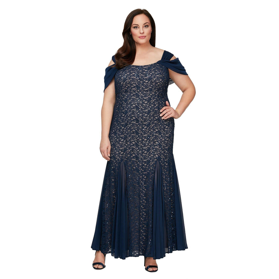 Alex Evenings Long Plus Size Lace Dress 84122243 - The Dress Outlet