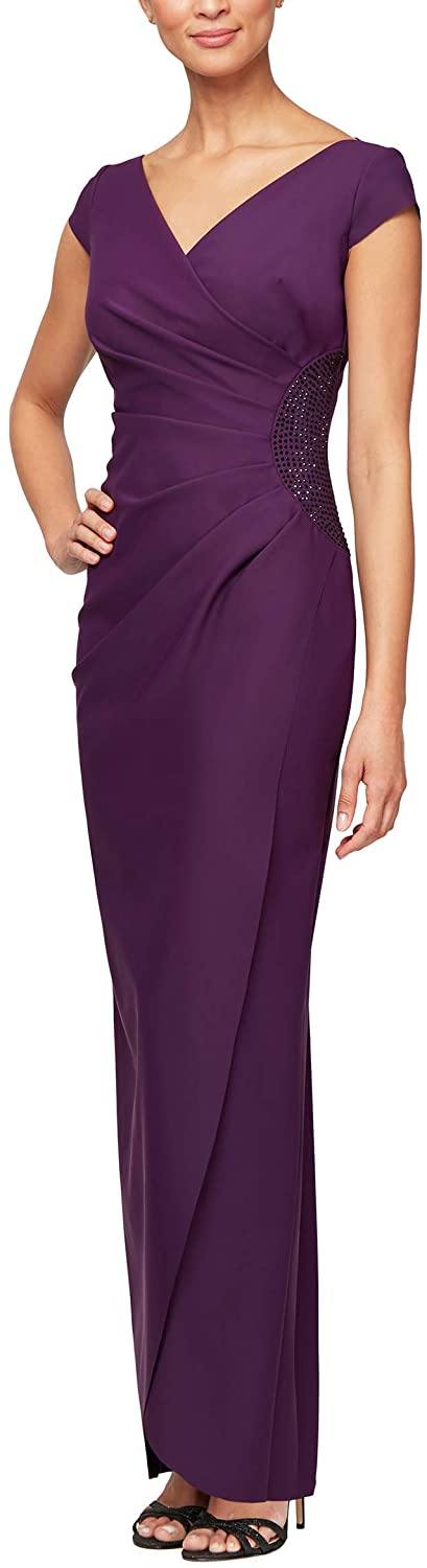 Alex Evenings Cap Sleeve Long Formal Dress 234087 - The Dress Outlet