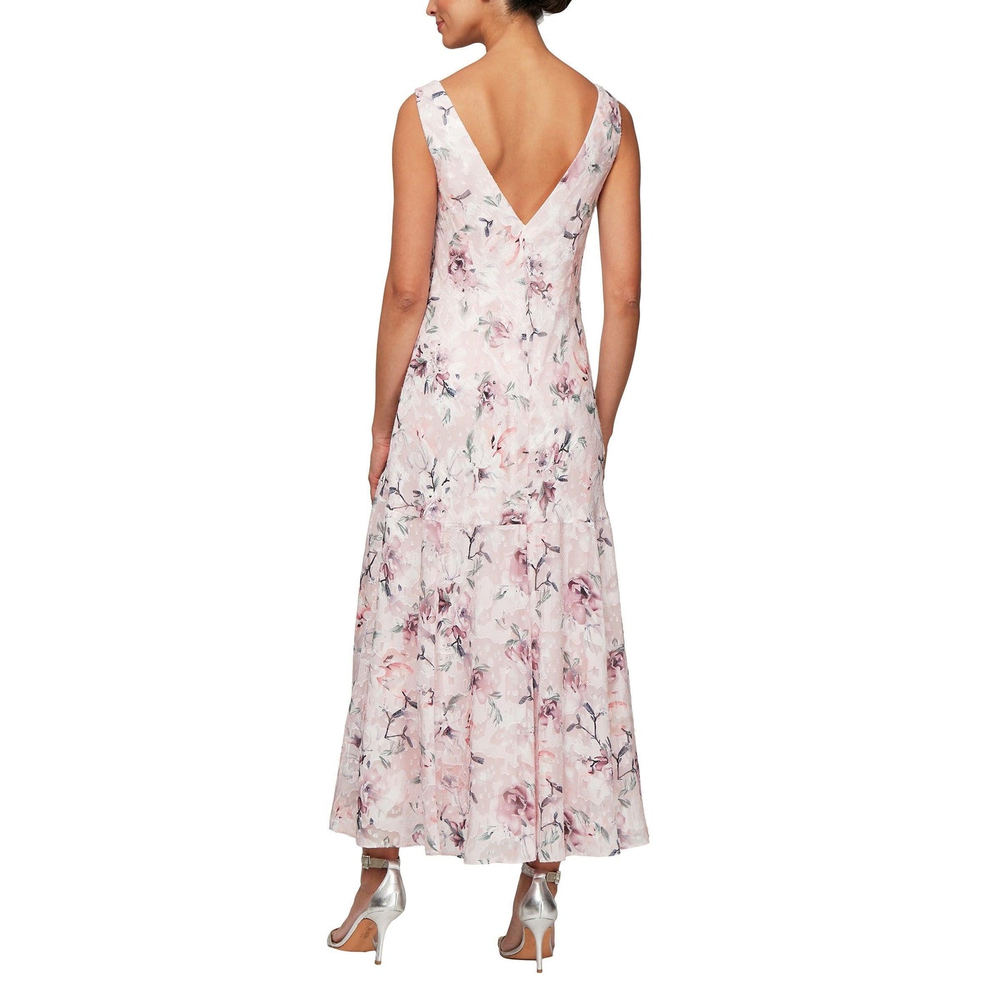 Alex Evenings High Low Floral Chiffon Dress 8175719 - The Dress Outlet