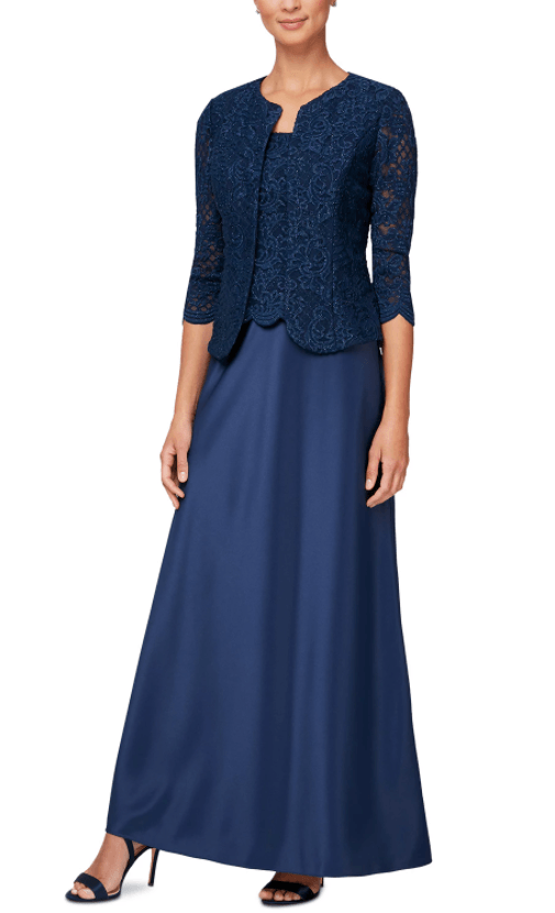 Alex Evenings Long Mother of the Bride Dress 82122326 - The Dress Outlet