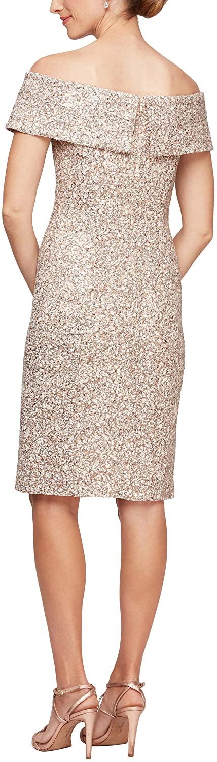 Alex Evenings Off Shoulder Cocktail Dress 81122400 - The Dress Outlet