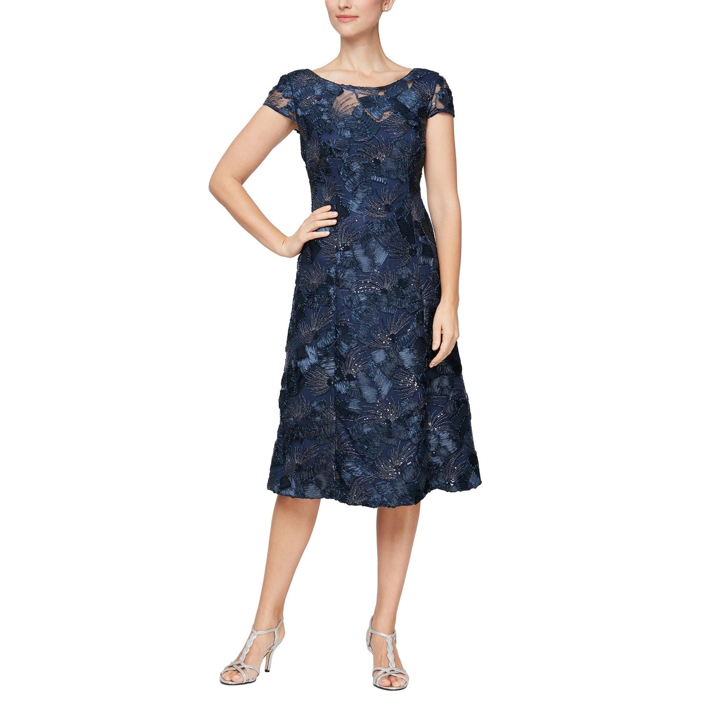 Cocktail Dresses Short Cap Sleeve Formal Dress Navy