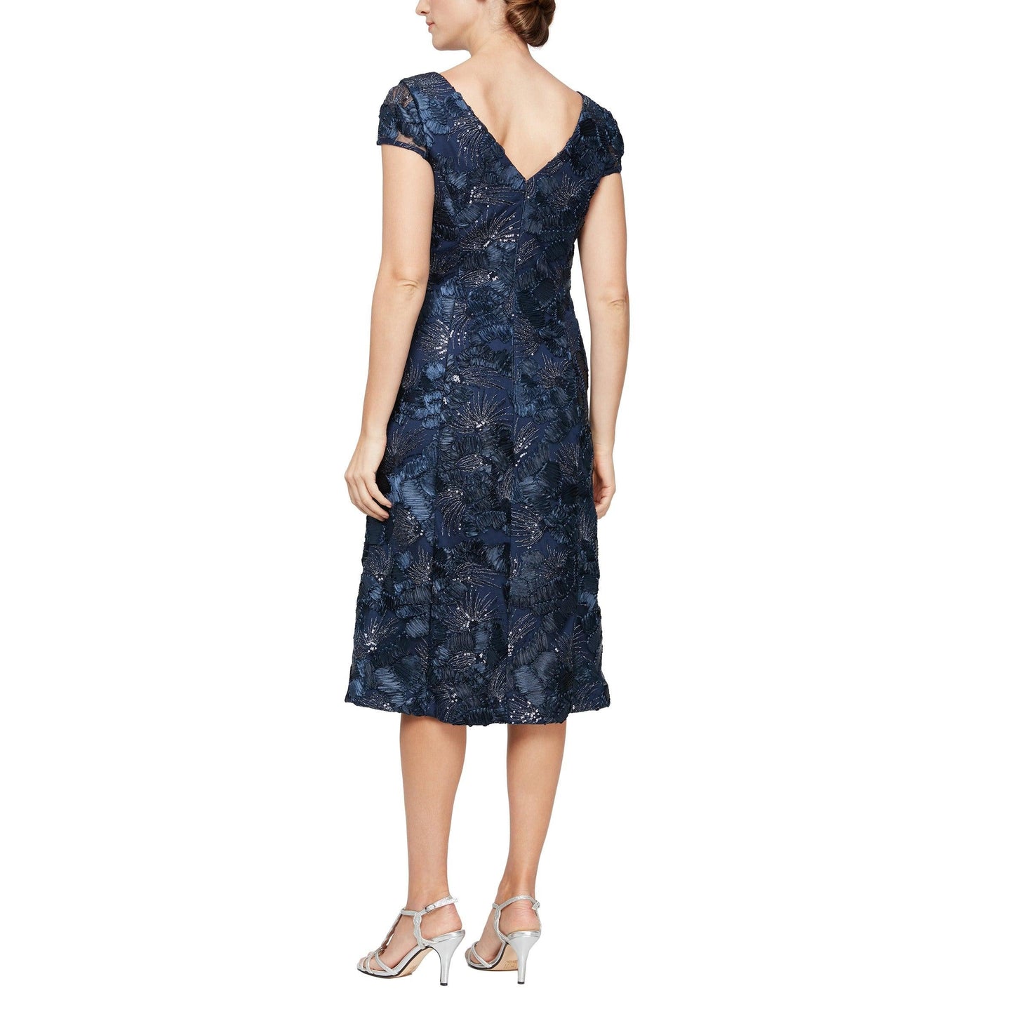 Cocktail Dresses Short Cap Sleeve Formal Dress Navy