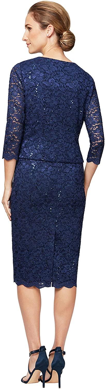 Alex Evenings Short Lace Jacket Formal Dress 81122329 - The Dress Outlet