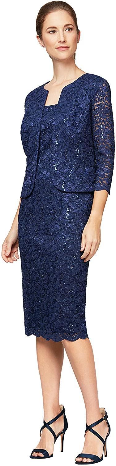 Alex Evenings Short Lace Jacket Formal Dress Sale - The Dress Outlet