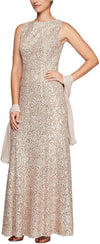 Alex Evenings Sleeveless Long Formal Dress 2121979 - The Dress Outlet