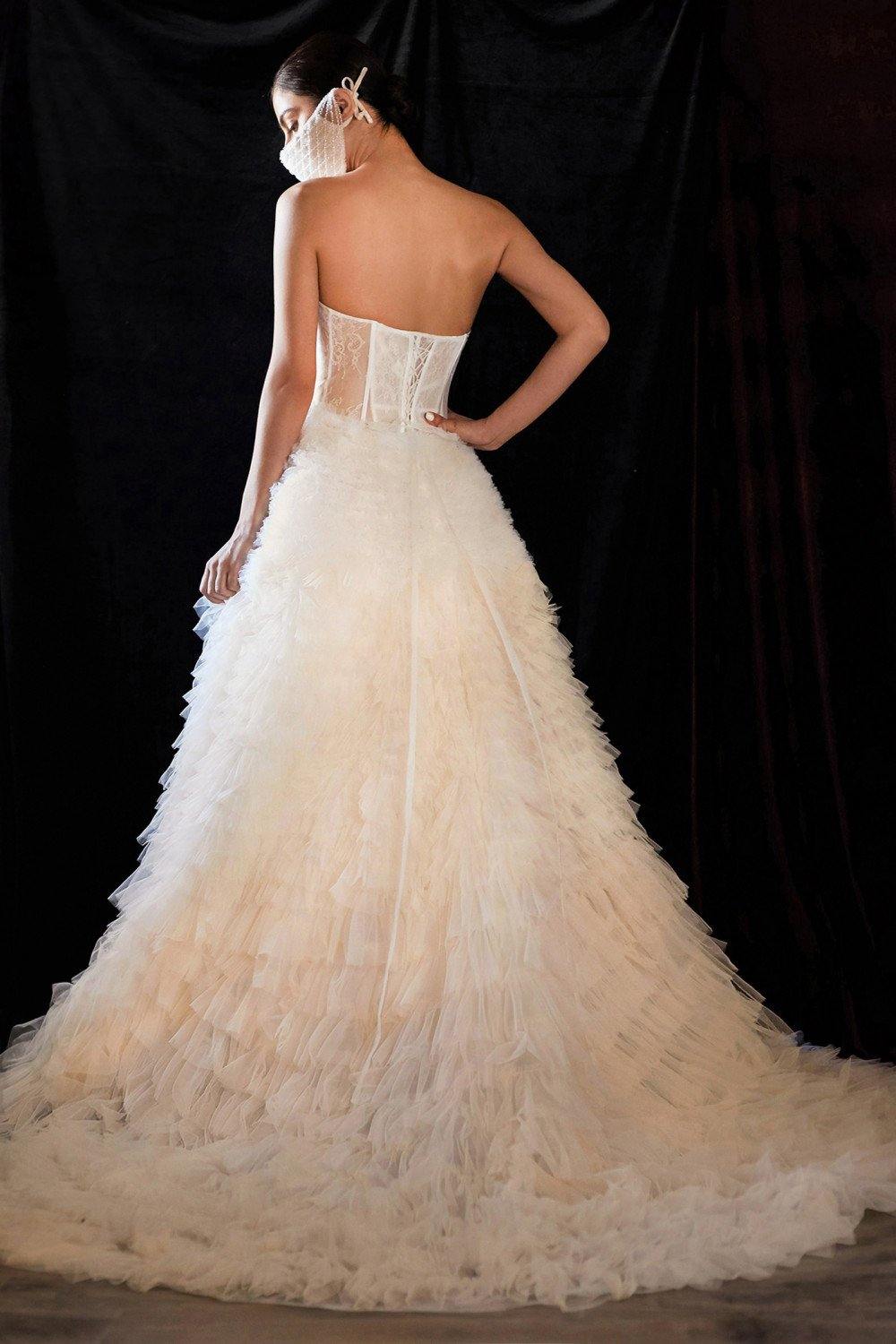 Andrea & Leo A0767W Long Ombre Wedding Dress Bridal Ivory