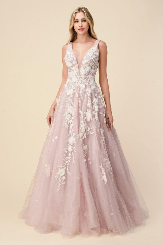 Andrea & Leo A1028 Gardenia Prom Long Dress Mauve