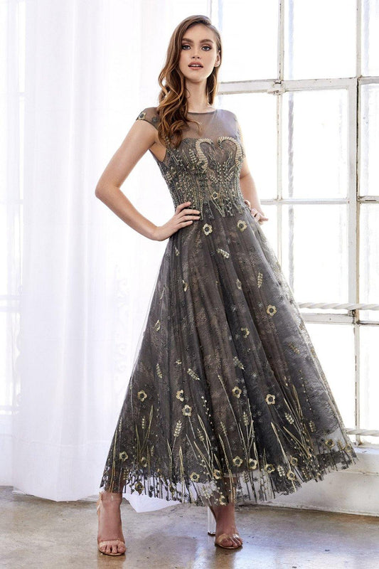 Andrea & Leo CDA0981 Long Formal Dress Prom Charcoal