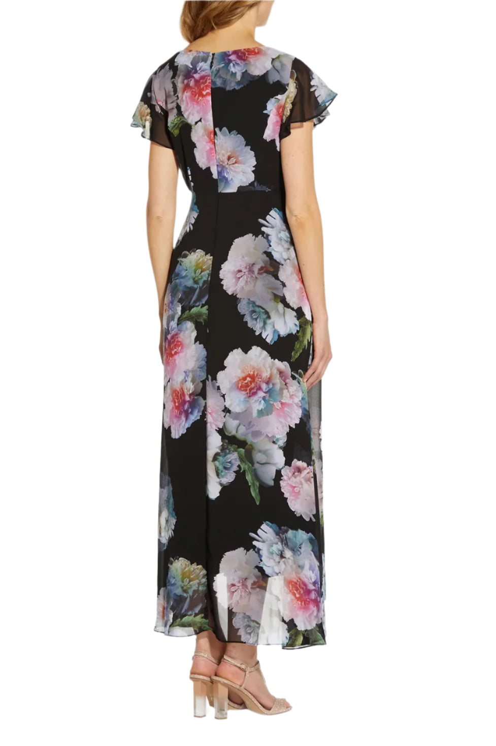 Jumpsuit Long Formal Printed Overlay Jumpsuit Black Multi