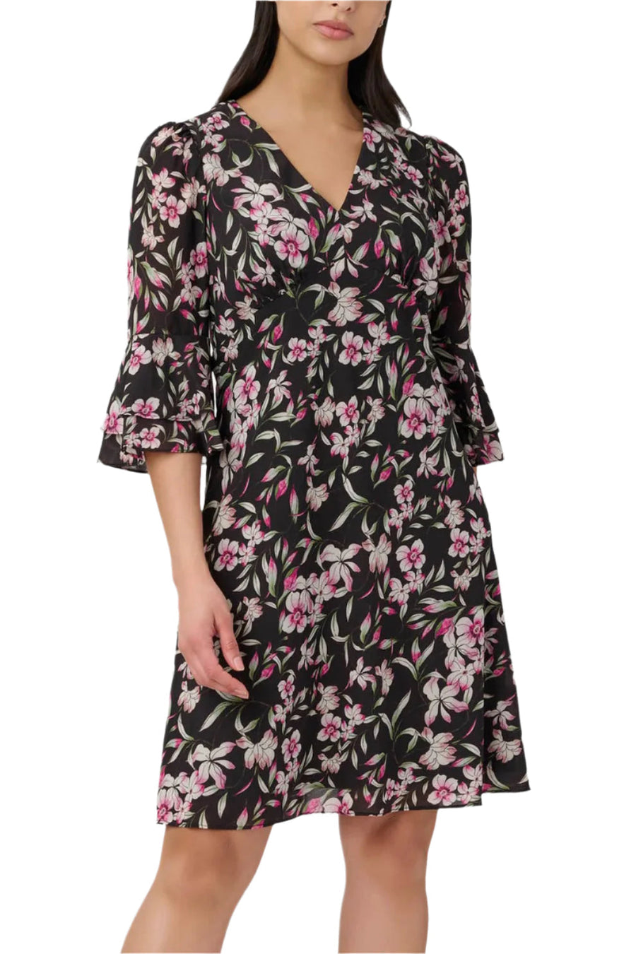 Cocktail Dresses Short Cocktail Floral Print Dress Black Multi