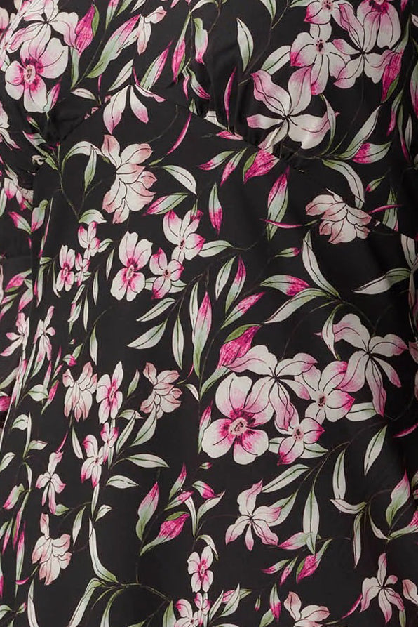 Cocktail Dresses Short Cocktail Floral Print Dress Black Multi