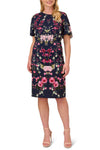Cocktail Dresses Short Floral Print Knee Length Cocktail Dress Navy Multi