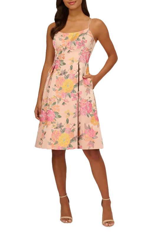 Cocktail Dresses Short Pleated Floral Cocktail Dress Rose Multi