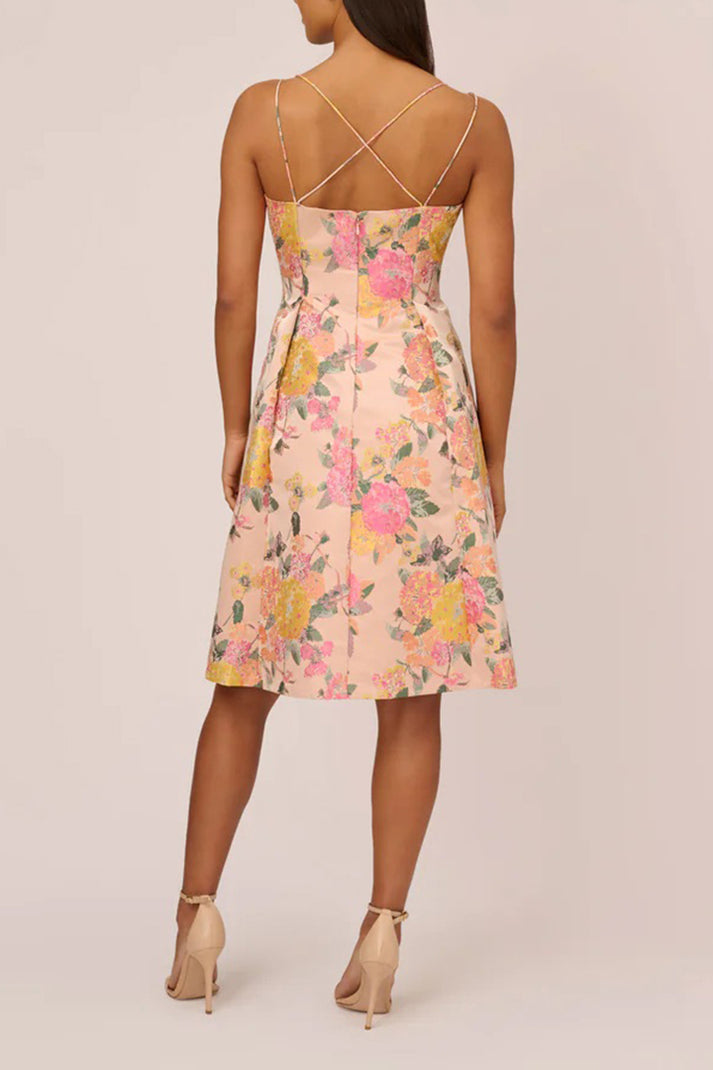Cocktail Dresses Short Pleated Floral Cocktail Dress Rose Multi