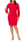 Cocktail Dresses Beaded Plus Size Long Sleeve Cocktail Dress Hot Ruby