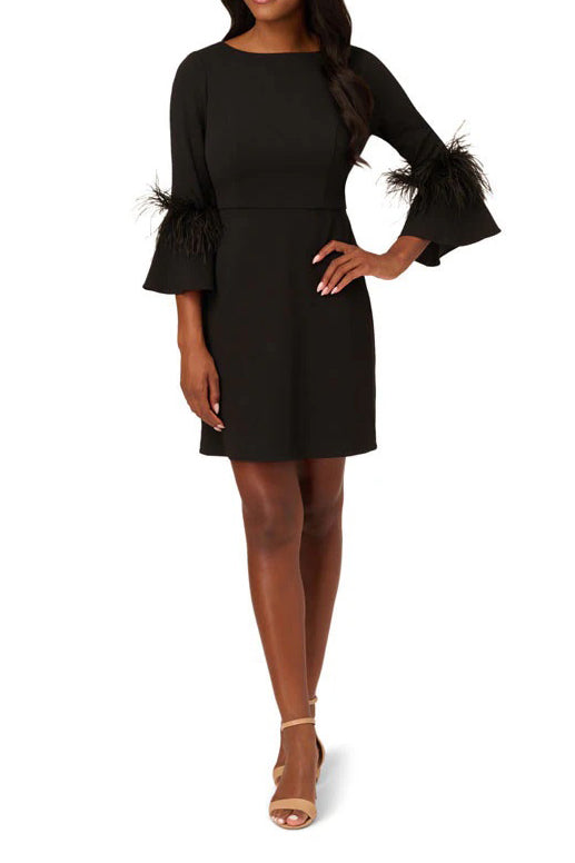 Cocktail Dresses Feather Short Fitted Cocktail Dress Black