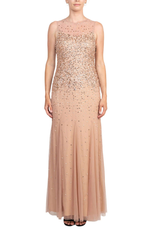 Formal Dresses Beaded Long Formal Sequin Evening Dress Rose Gold