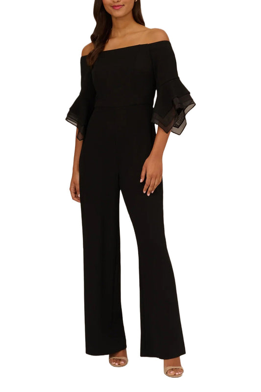 Jumpsuit Long Formal Flounce Sleeve  Jumpsuit Black