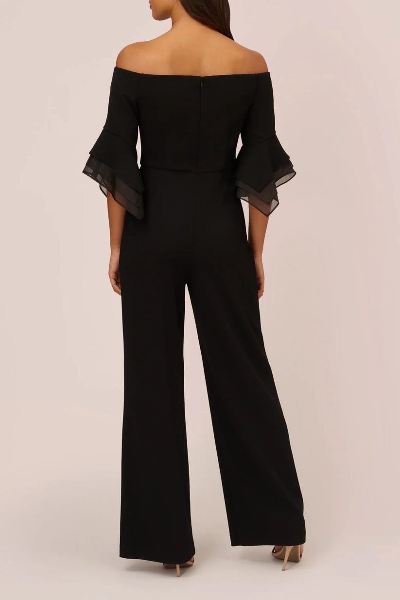 Jumpsuit Long Formal Flounce Sleeve  Jumpsuit Black