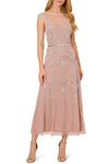 Cocktail Dresses Bead Sequin Petite Midi Length Cocktail Dress Dusty Petal Ivory