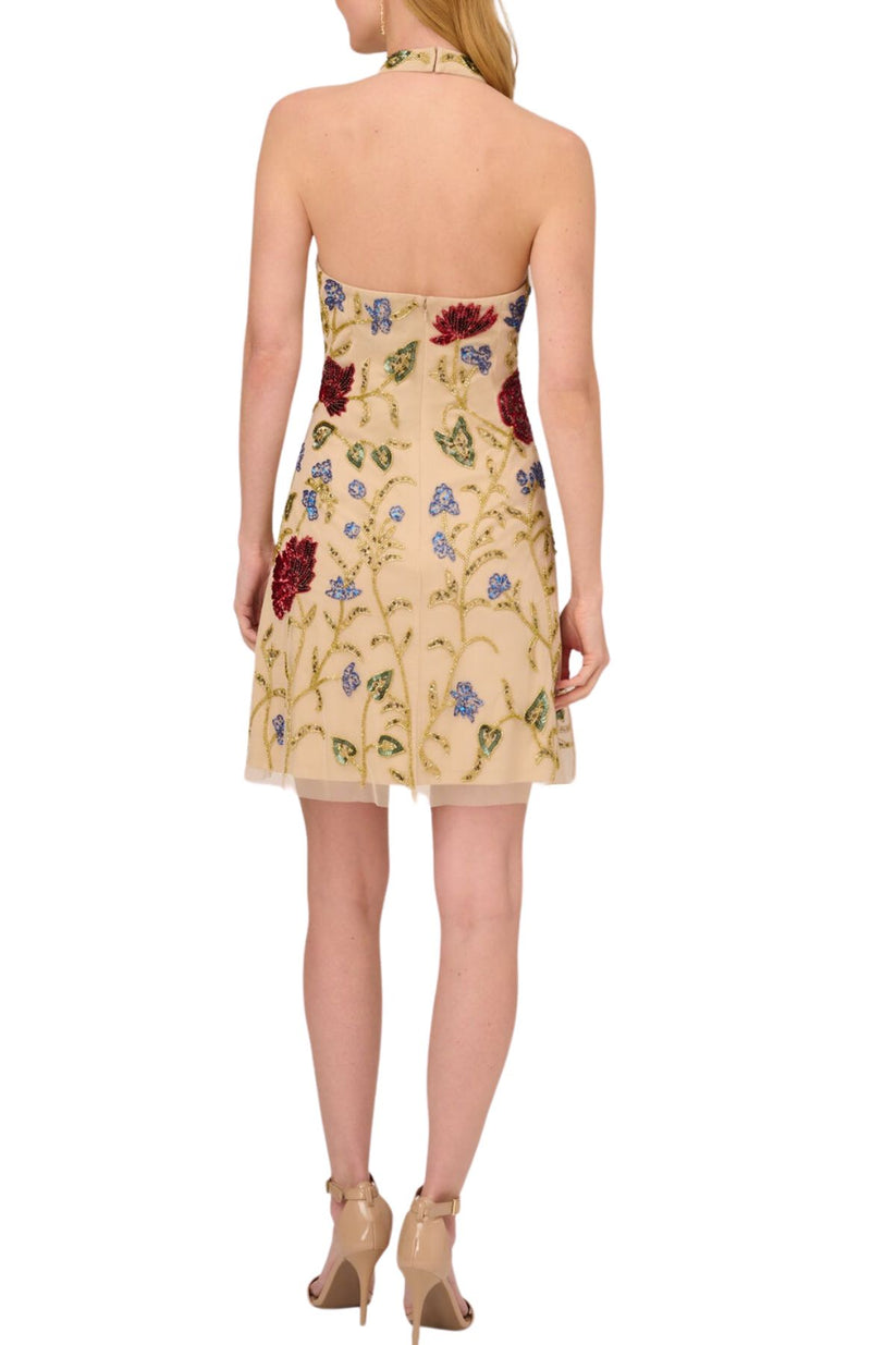 Cocktail Dresses Short Beaded Floral Sequin Homecoming Cocktail Dress Light Champagne