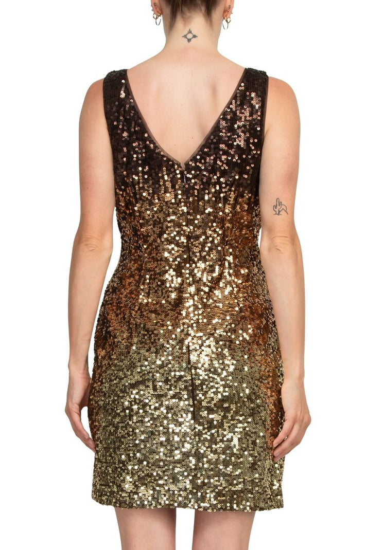 Cocktail Dresses Short Fitted Sequin Ombre Cocktail Dress Chocolate