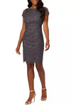 Cocktail Dresses Fitted Short Cocktail Beaded Dress Gunmetal