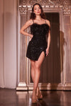 Cocktail Dresses Short Cocktail Fitted Sequin Mini Dress Black