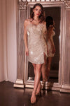 Cocktail Dresses Short Cocktail Fitted Sequin Mini Dress Platinum
